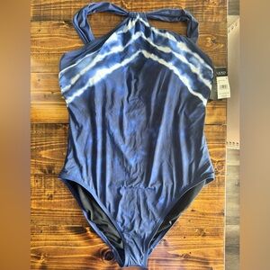 Ralph Lauren Womens Blue One Piece Swimsuit